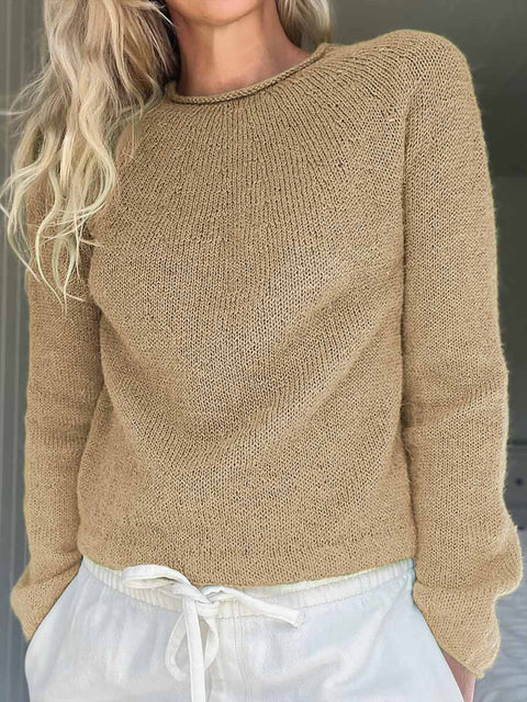 Women's Solid Color Crew Neck Long Sleeve Casual Loose Sweater