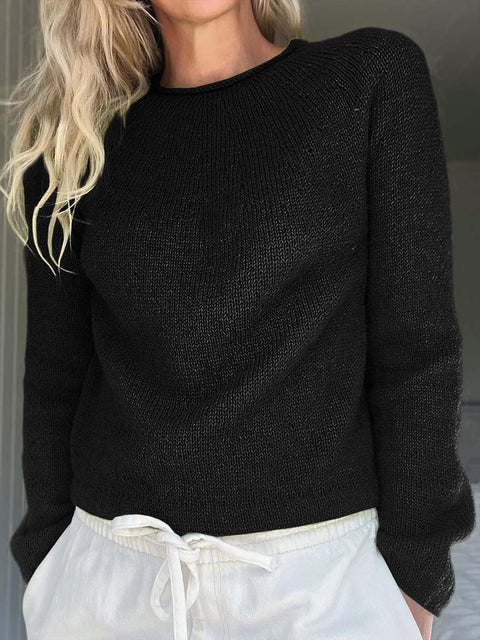 Women's Solid Color Crew Neck Long Sleeve Casual Loose Sweater