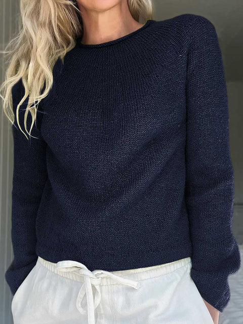 Women's Solid Color Crew Neck Long Sleeve Casual Loose Sweater