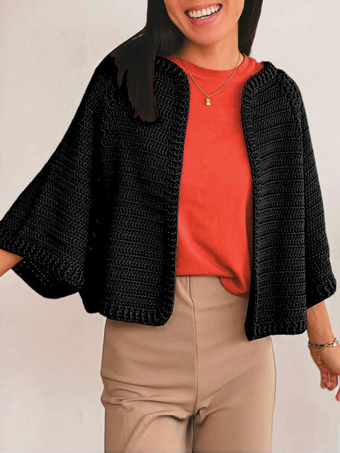 Women's Solid Color Long Sleeve Casual Loose Cardigan Sweater