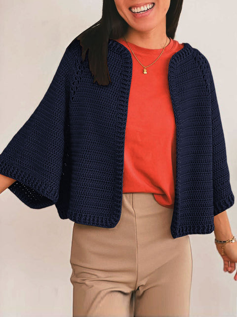 Women's Solid Color Long Sleeve Casual Loose Cardigan Sweater