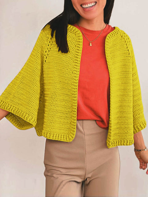 Women's Solid Color Long Sleeve Casual Loose Cardigan Sweater