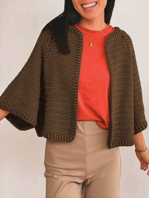 Women's Solid Color Long Sleeve Casual Loose Cardigan Sweater