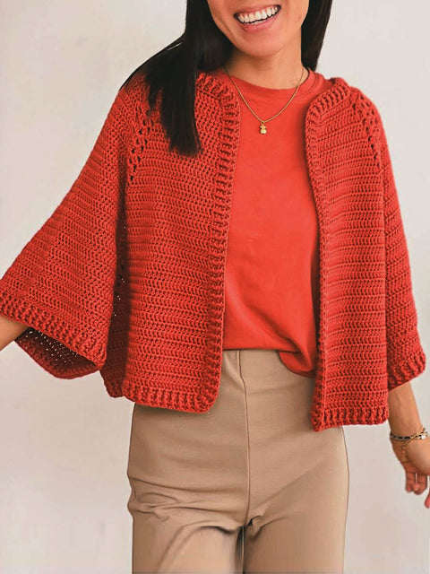 Women's Solid Color Long Sleeve Casual Loose Cardigan Sweater