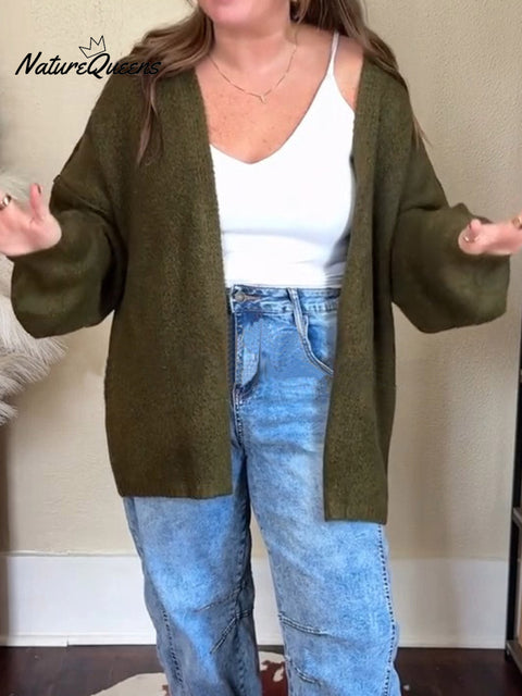 Women's Solid Color Long Sleeve Casual Loose Cardigan Sweater