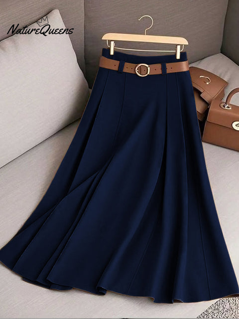 Women's Solid Color High Waist A-Line Casual Skirt