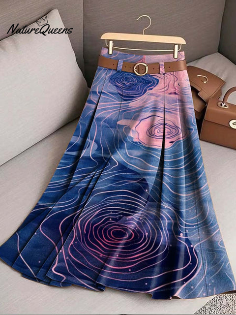 Women's Abstract Print High Waist A-Line Casual Skirt