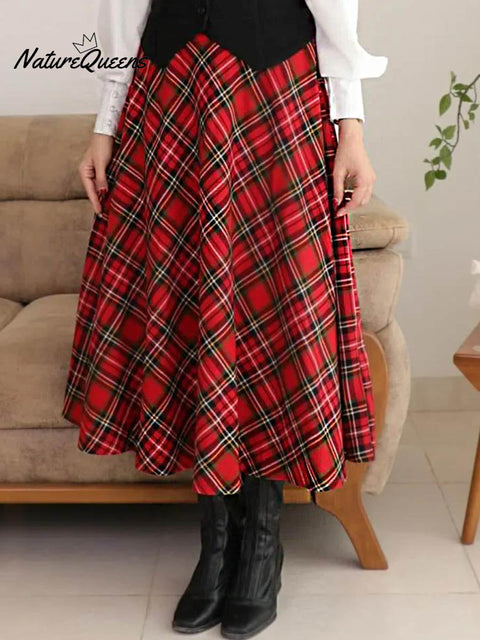 Women's Plaid Print Casual A-Line Skirt