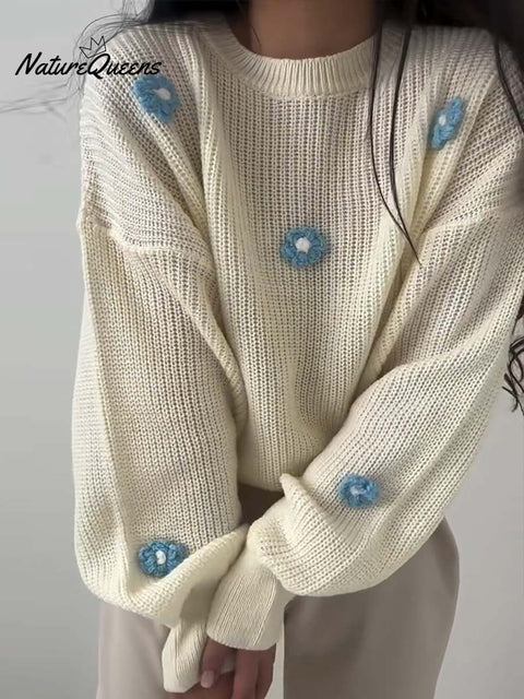 Women's Solid Color Crew Neck Long Sleeve Casual Loose Sweater