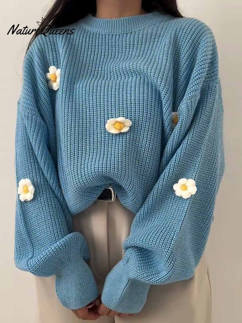 Women's Solid Color Crew Neck Long Sleeve Casual Loose Sweater