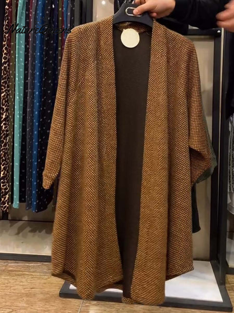 Women's Solid Color 3/4 Sleeve Casual Loose Cardigan Sweater