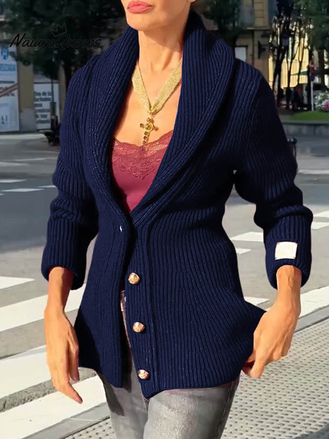 Women's Solid Color V-Neck Long Sleeve Casual Slim Fit Cardigan Sweater