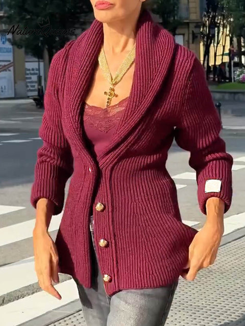 Women's Solid Color V-Neck Long Sleeve Casual Slim Fit Cardigan Sweater
