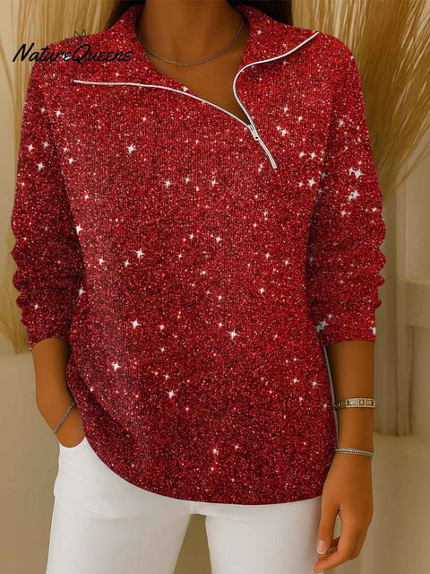 Women's Christmas Print Turtleneck Long Sleeve Casual Loose Knit Sweater