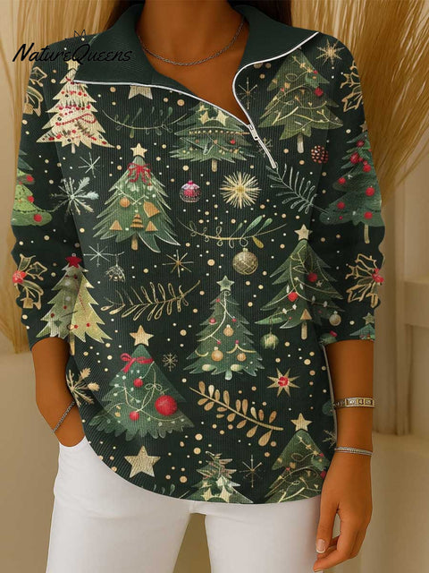 Women's Christmas Print Turtleneck Long Sleeve Casual Loose Knit Sweater