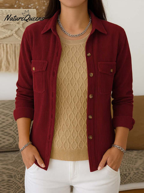 Women's Solid Color Lapel Long Sleeve Casual Knit Cardigan