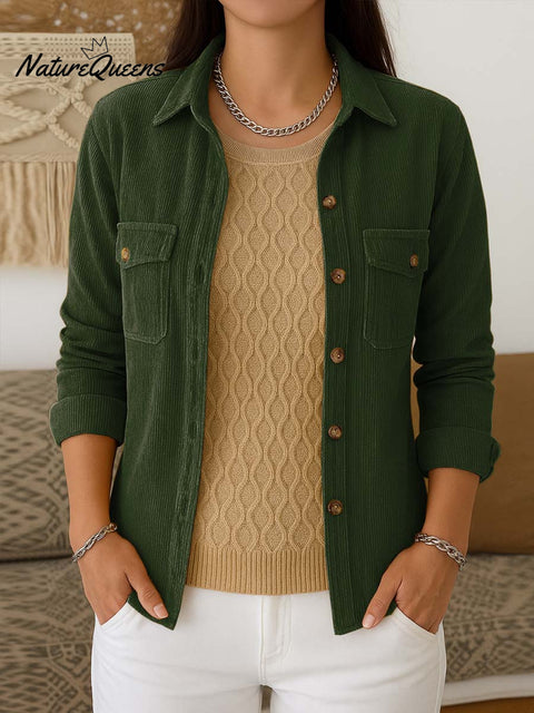 Women's Solid Color Lapel Long Sleeve Casual Knit Cardigan