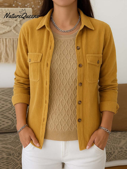 Women's Solid Color Lapel Long Sleeve Casual Knit Cardigan