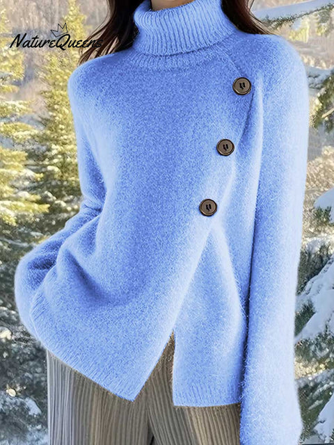 Women's Solid Color Turtleneck Long Sleeve Casual Loose Sweater
