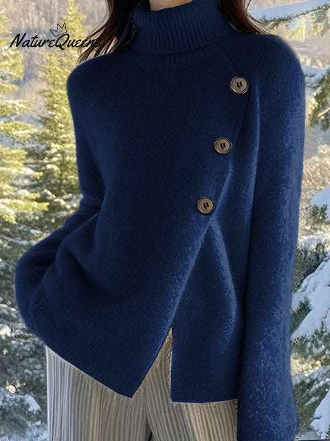 Women's Solid Color Turtleneck Long Sleeve Casual Loose Sweater