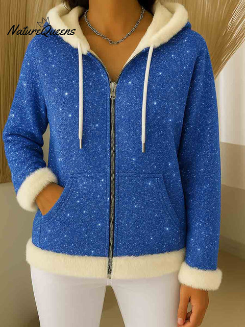 Women's Long Sleeve Sequin Textured Casual Loose Hooded Cardigan