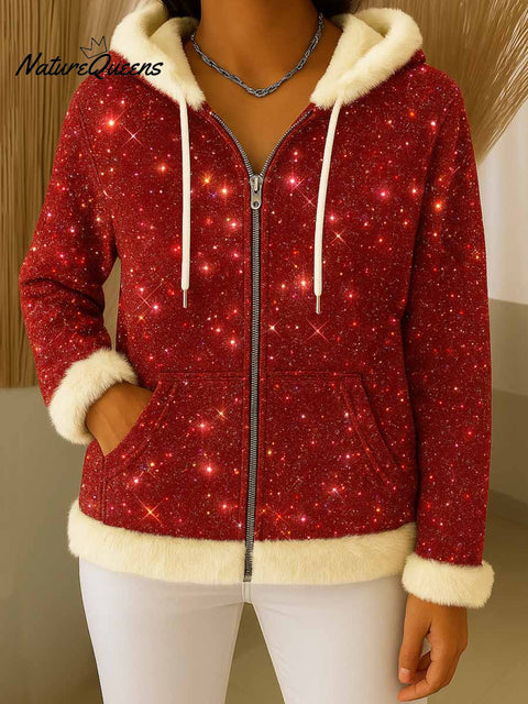 Women's Long Sleeve Sequin Textured Casual Loose Hooded Cardigan