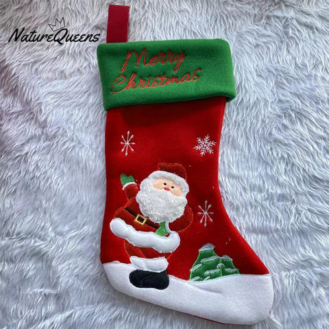 Cartoon Christmas Stocking Gift Bag Christmas Snowman Old Man Elk Pattern Christmas Decoration Pendant Gift Props