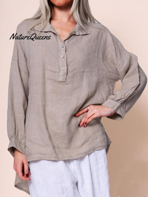 Women's Solid Color Casual Cotton Shirt