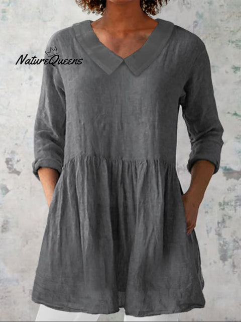 Women's Casual Linen V-neck Shirt