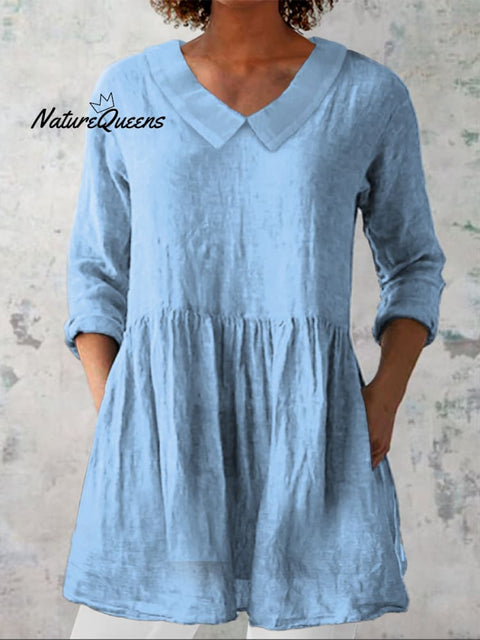 Women's Casual Linen V-neck Shirt