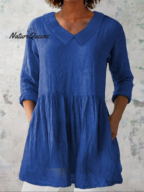 Women's Casual Linen V-neck Shirt