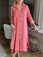 Women's Cotton and Linen Shirt Dress