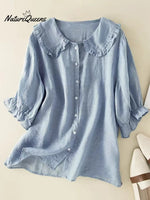 Women‘s Peter Pan Collar Cotton Shirt