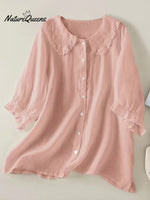 Women‘s Peter Pan Collar Cotton Shirt