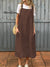Women's Adjustable Shoulder Strap Pocket Cotton and Linen Dress