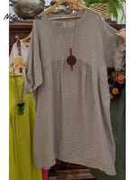 Women's Pocket Cotton and Linen Dress