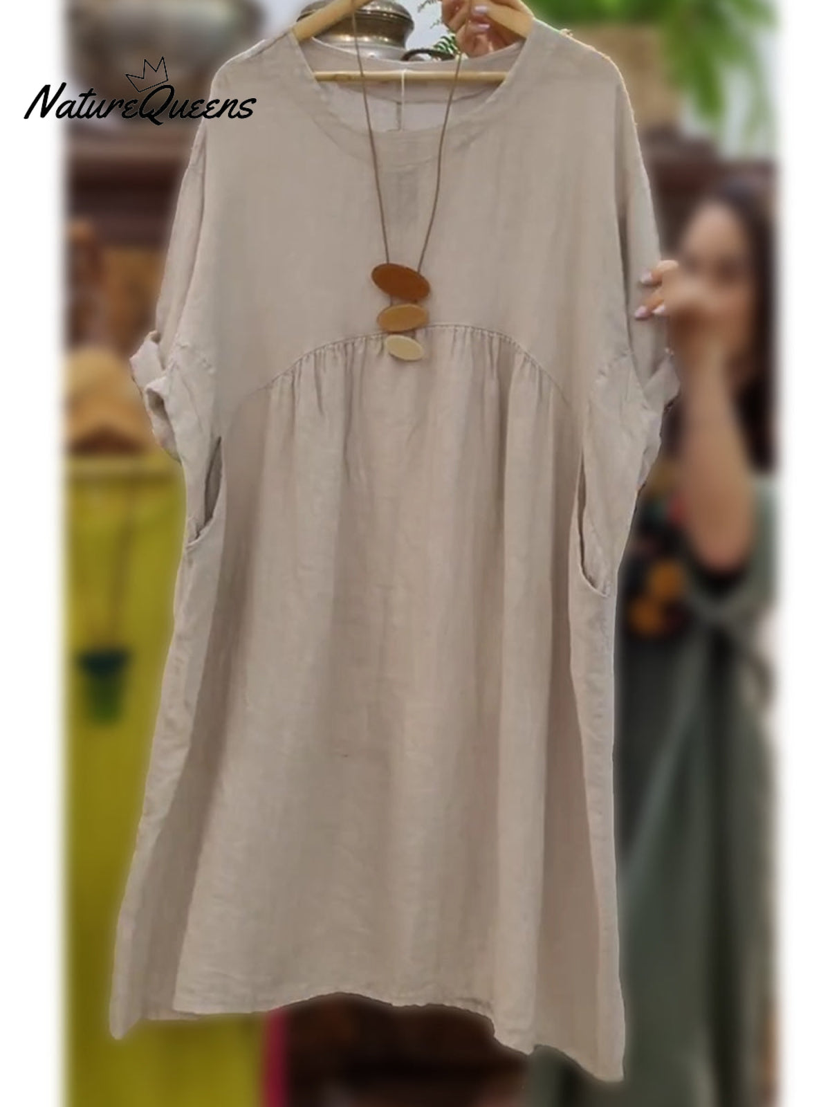 Women's Pocket Cotton and Linen Dress