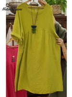 Women's Pocket Cotton and Linen Dress
