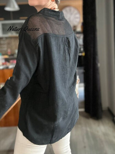 Women's Splicing Casual Cotton Shirt