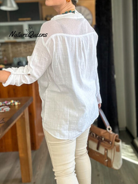 Women's Splicing Casual Cotton Shirt