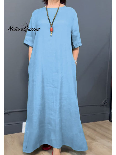 Women's Casual Cotton and Linen Dress