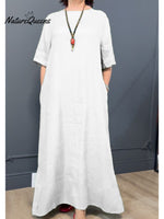 Women's Casual Cotton and Linen Dress