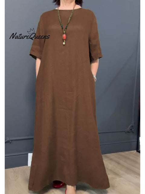 Women's Casual Cotton and Linen Dress