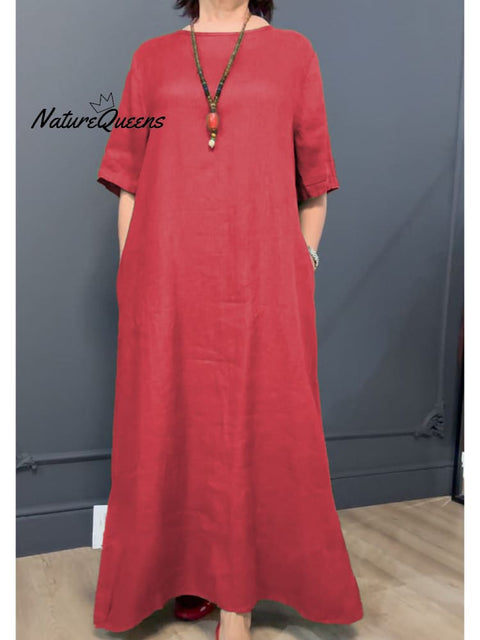 Women's Casual Cotton and Linen Dress