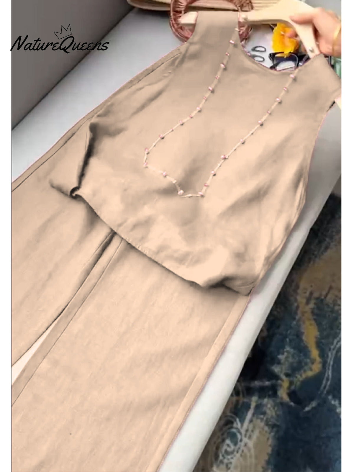 Women's Cotton And Linen Casual Vest and Pants Set