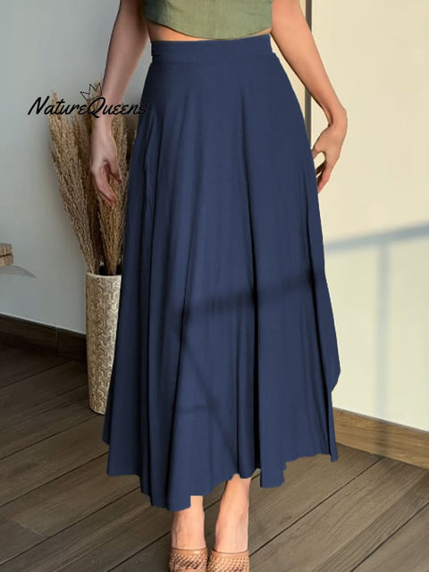 Women's Adjustable Cotton and Linen Wrap Skirt