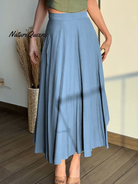 Women's Adjustable Cotton and Linen Wrap Skirt