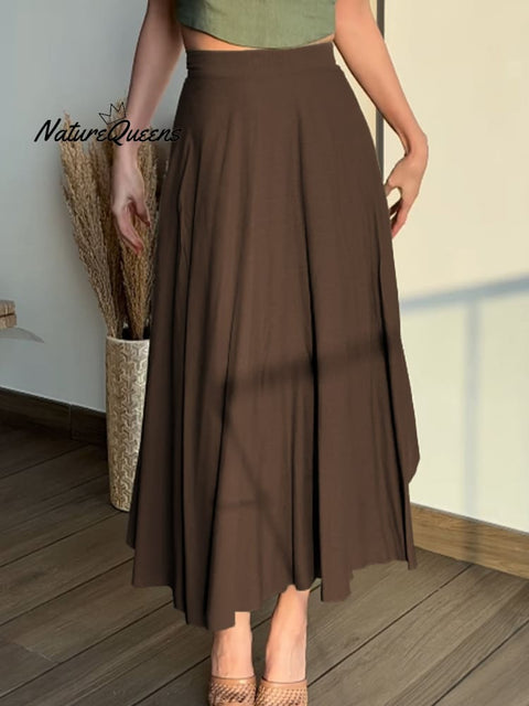 Women's Adjustable Cotton and Linen Wrap Skirt
