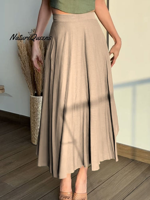 Women's Adjustable Cotton and Linen Wrap Skirt