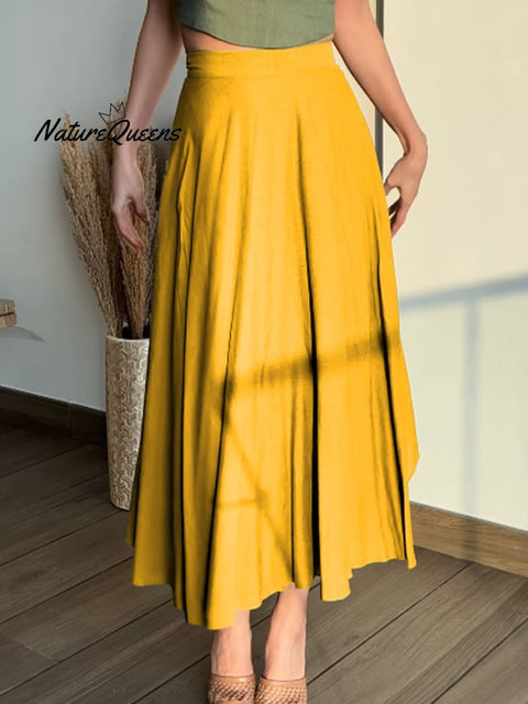Women's Adjustable Cotton and Linen Wrap Skirt
